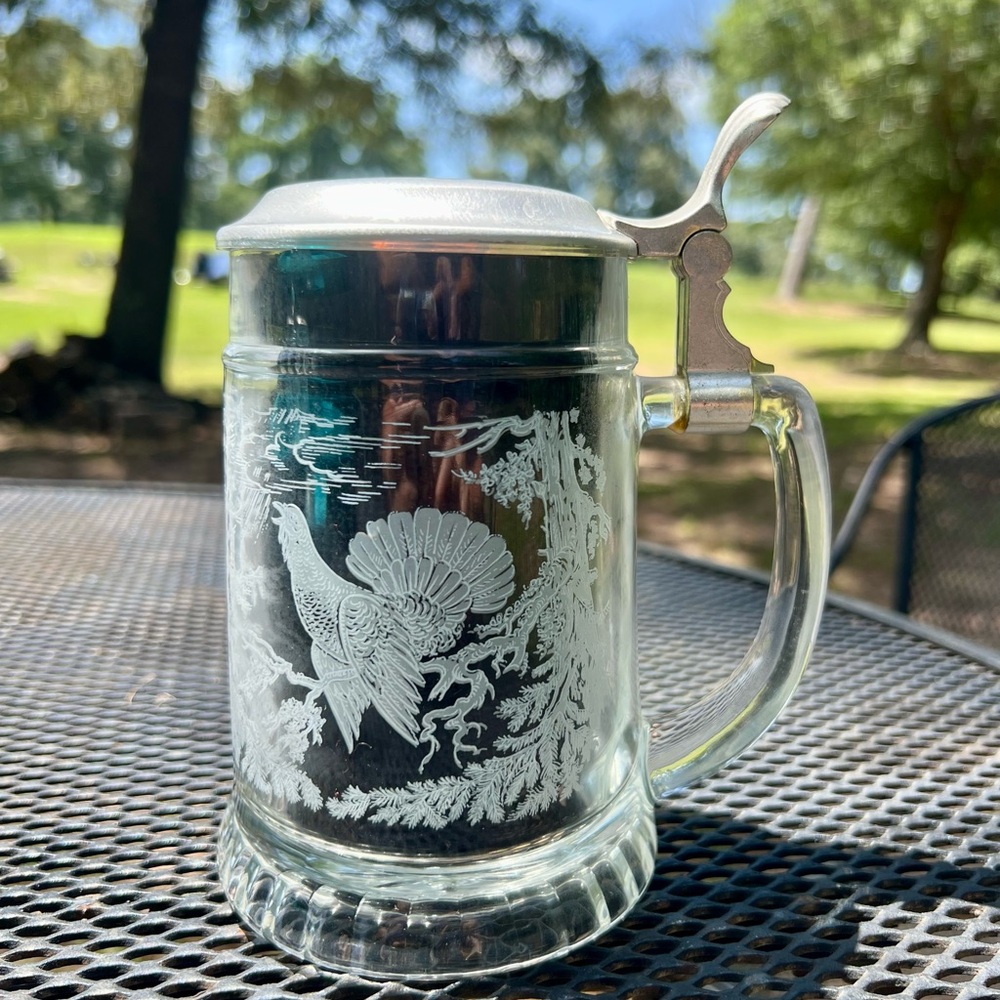 Glass Beer Stein with Silver Lid